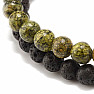 A set of serpentine and lava bracelets
