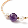 Amethyst and white pearl bracelet brass