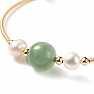 Aventurine green and white pearls bracelet brass