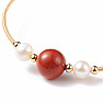 Red jasper and white pearl bracelet brass