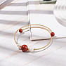 Red jasper and white pearl bracelet brass