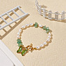 White pearl bracelet with aventurine and butterfly