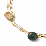 Stainless steel anklet Moss agate