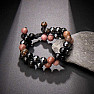 Rhodonite and obsidian double pull bracelet