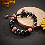 Rhodonite and obsidian double pull bracelet