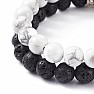 Howlite Lava Bead Couples Bracelets Love Lock and Key