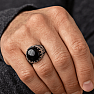1014 Mens silver ring with onyx