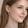 02106 Silver dangle earrings 22 mm RED STAR