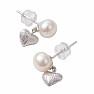 Silver earrings with pearl and heart