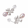 Silver earrings Bow with pearl