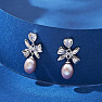 Silver earrings Bow with pearl