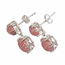 Silver dangle earrings with rhodochrosite