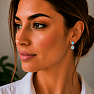 Silver dangle earrings with aquamarine and blue topaz