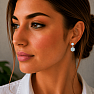 Silver dangle earrings with aquamarine and moonstone