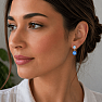 Silver dangle earrings with kyanite and moonstone
