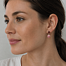 Silver dangle earrings with rhodochrosite and garnet