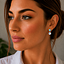 Silver dangle earrings with larimar and moonstone