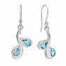 Silver dangle earrings with blue topaz