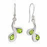 Silver dangle earrings with olivine