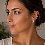 Silver earrings with blue topaz Trefoil