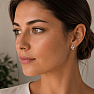 Silver stud earrings with crystal Trefoil