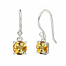 Silver dangling earrings with citrine