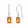 Silver dangling earrings with citrine