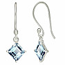Silver dangle earrings with aquamarine