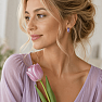 Silver earrings with zircons GOLDEN LILAC