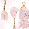 Rose quartz raw pendant with metal ornaments