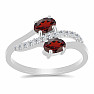 Silver ring with cut garnet and zircons Ag 925 026069 GT