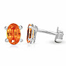 Silver earrings with mandarin garnet stones SBC-110-OGF
