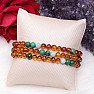 Amber bracelet with amazonite, malachite and jadeite