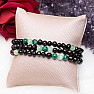 Cherry amber bracelet with malachite and ulexite