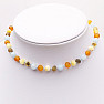 Amber beads for children with aquamarine
