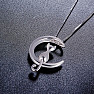 Silver rhodium-plated necklace KITTEN AND MOON