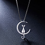 Silver rhodium-plated necklace KITTEN AND MOON