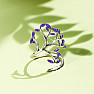 Silver rhodium-plated ring Purple tree