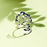 Silver rhodium-plated ring Blue tree