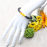 Amber polyresin and lava stone bracelet with Shamballa fastening