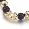 Lava stone bracelet with birds in gold color Bellezza Nera