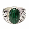 1004 Mens silver ring with malachite