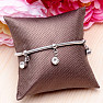 Fashion stainless steel bracelet with cut glass 19 cm