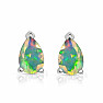 Silver stud earrings with Ethiopian opal SBC-105-EOF