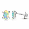 Silver stud earrings with Ethiopian opal SBC-110-EOF
