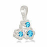 Silver pendant with blue topaz Flower trio