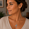 Silver pendant with blue topaz