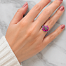 Silver ring with corundum and marcasite Flower