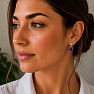 Silver dangle earrings with amethyst and blue topaz