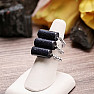 Aventurine blue roller elastic ring with hematite